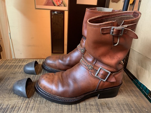 REDWING (レッドウイング) PT99エンジニアブーツ ダブルコバ vibram#700 スチール抜き: ソールリペア＆カスタム RED  CLOUD