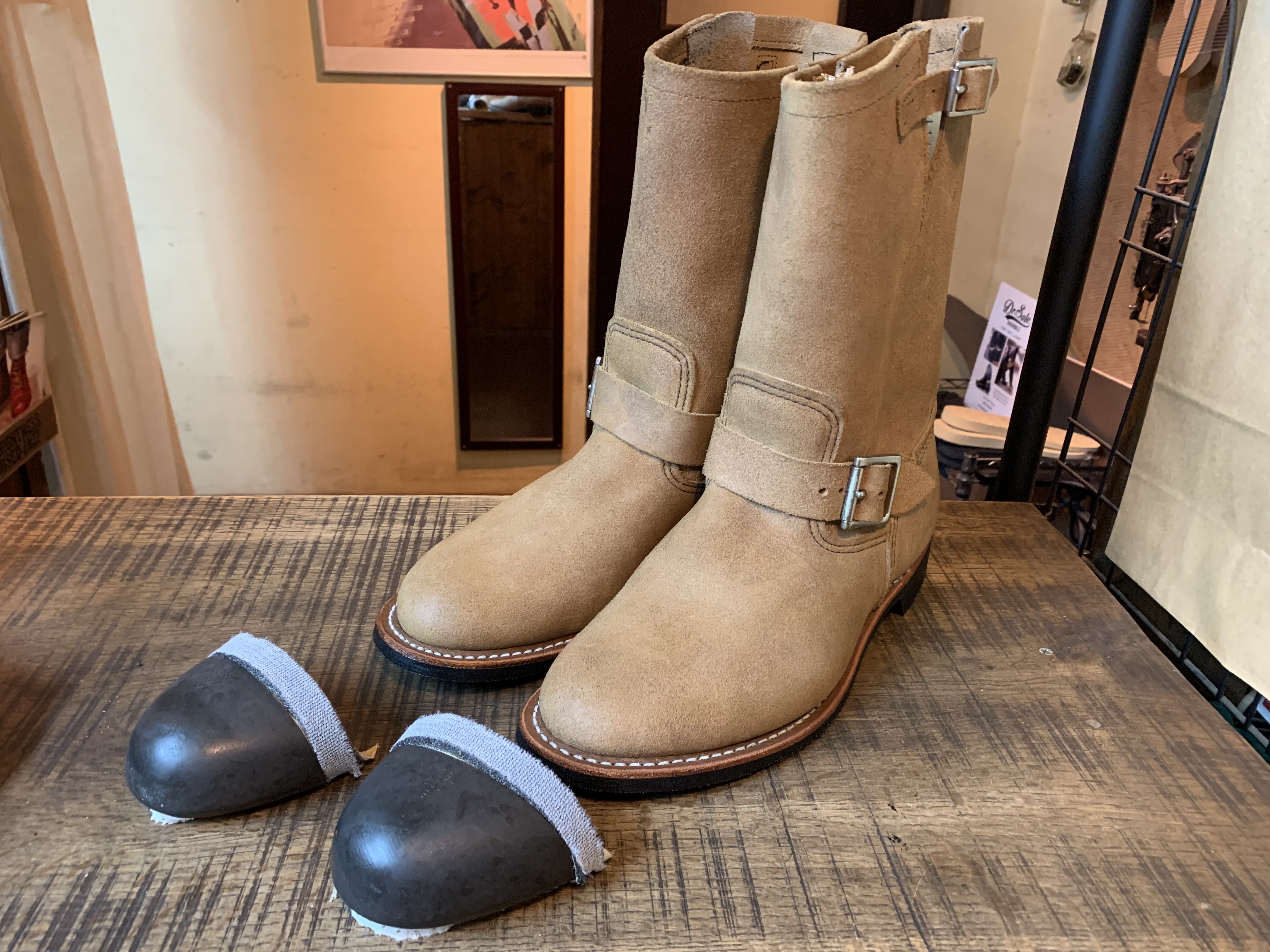 Redwing スエードエンジニアブーツ フラットボックス加工 Dr.sole