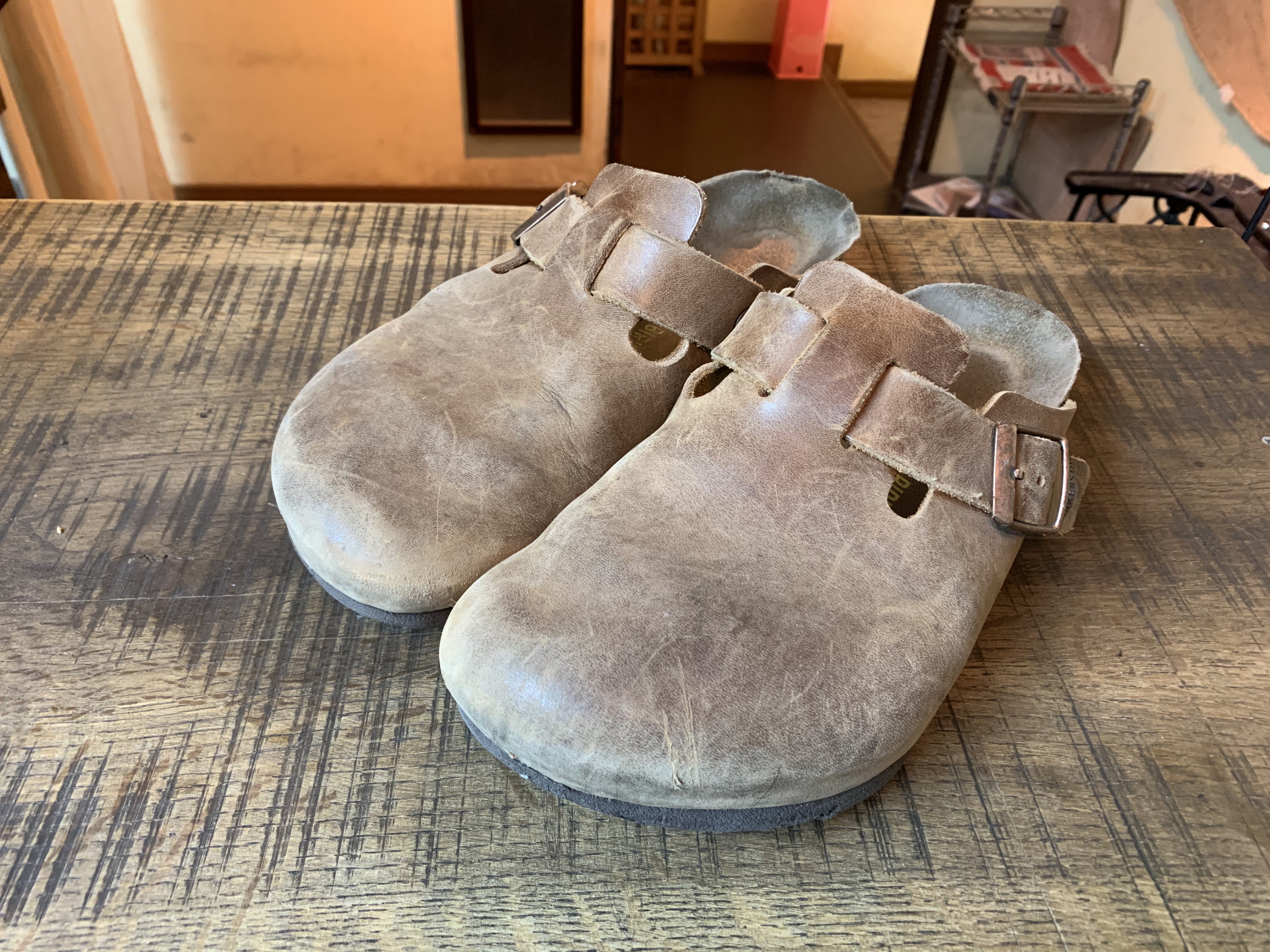 ビルケンシュトック ボストン vibramソール交換 コルク補修: ソール