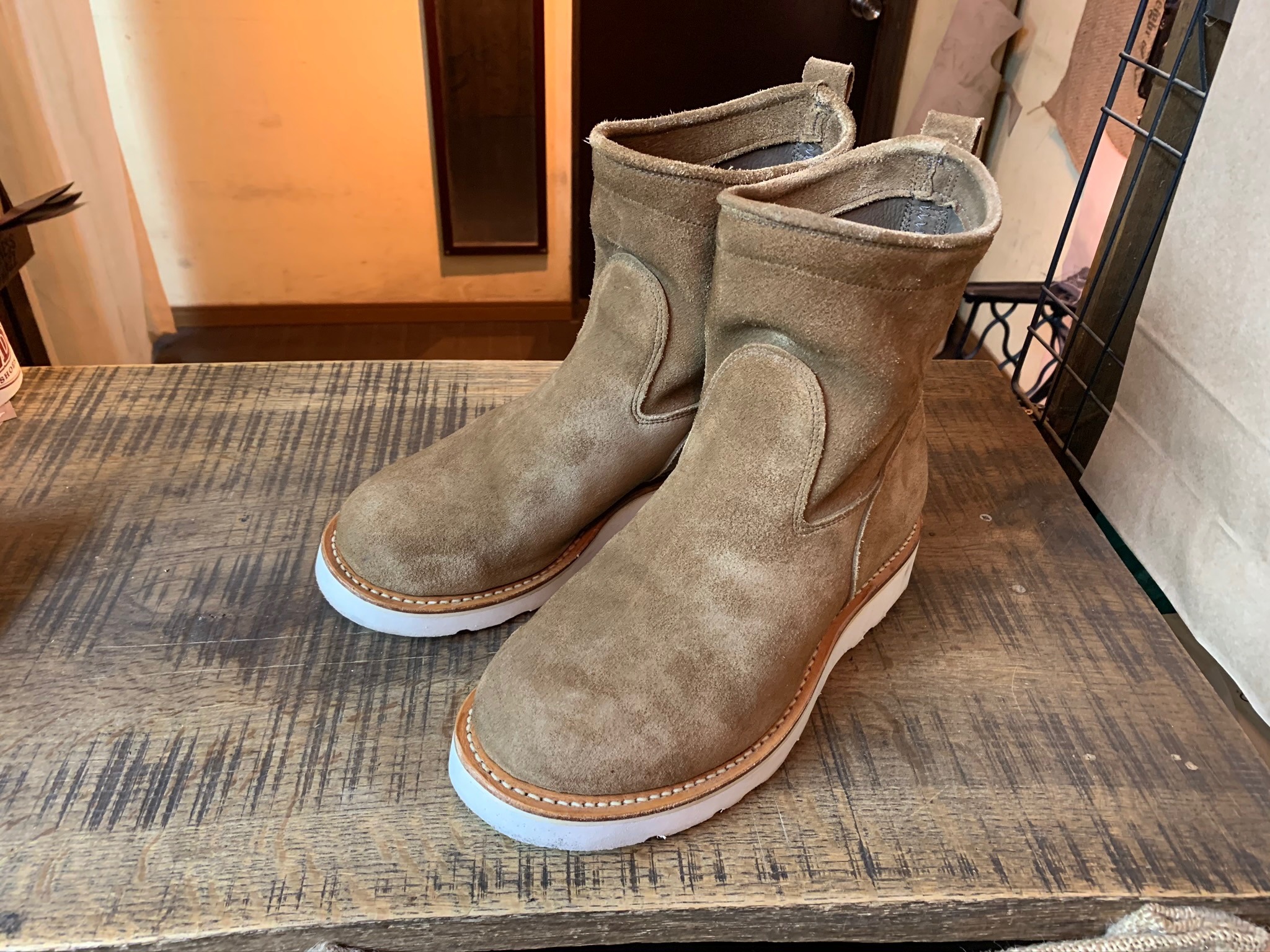 Viberg ローパーブーツ Dr.Sole オフホワイト コルクソールカスタム