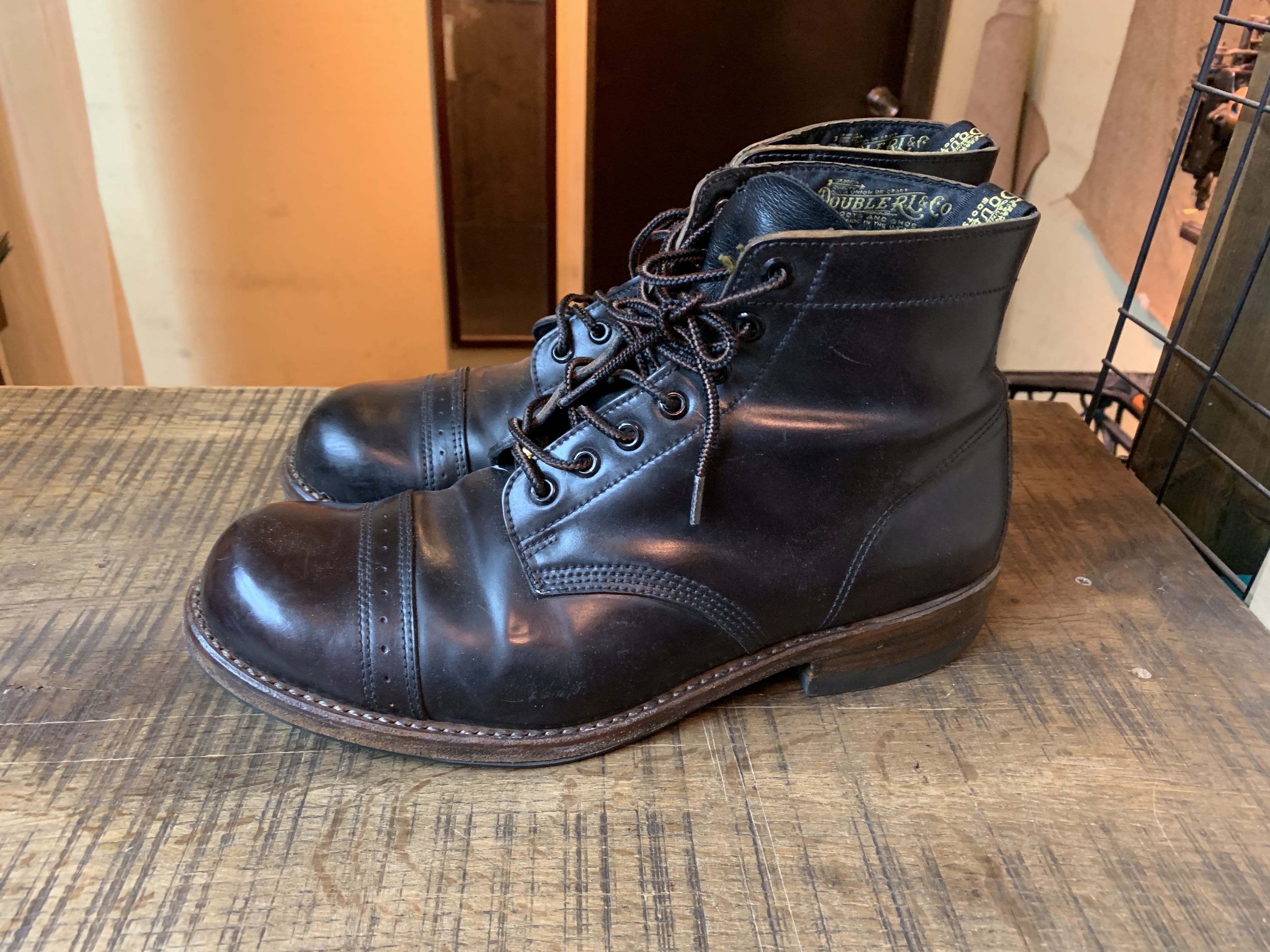 RRL(ダブルアールエル) コードバン BOWERY BOOTS レザーハーフソール＆キャッツポウヒールカスタム: ソールリペア＆カスタム RED  CLOUD