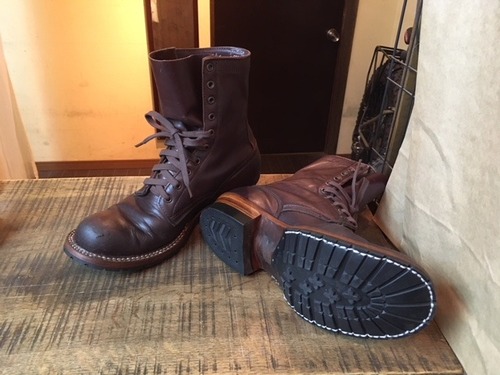 バーガンディ レザー モカシン レザーソールVibramハーフソール